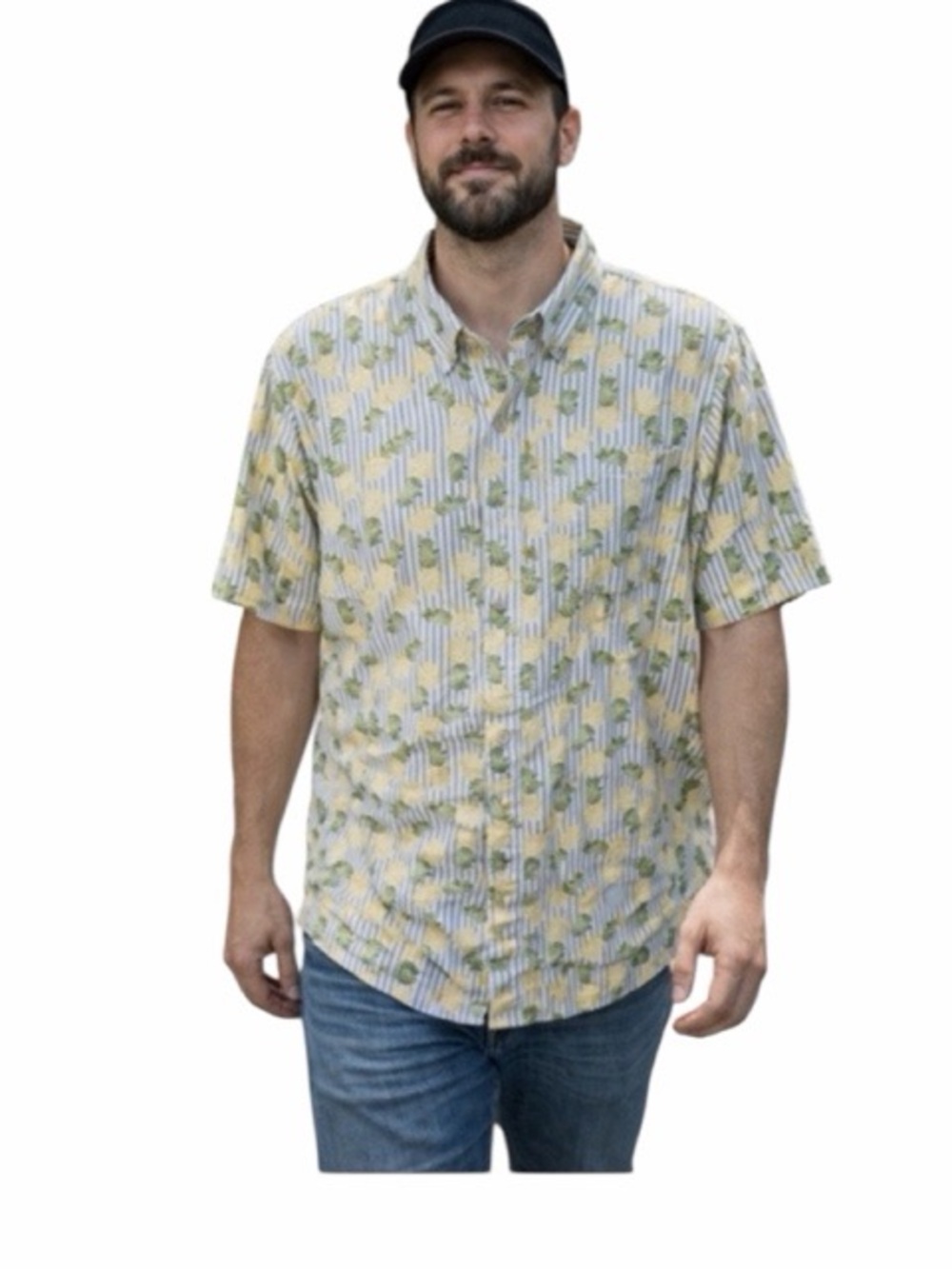 Michael Brandon Pineapple Striped Button Down Shirt